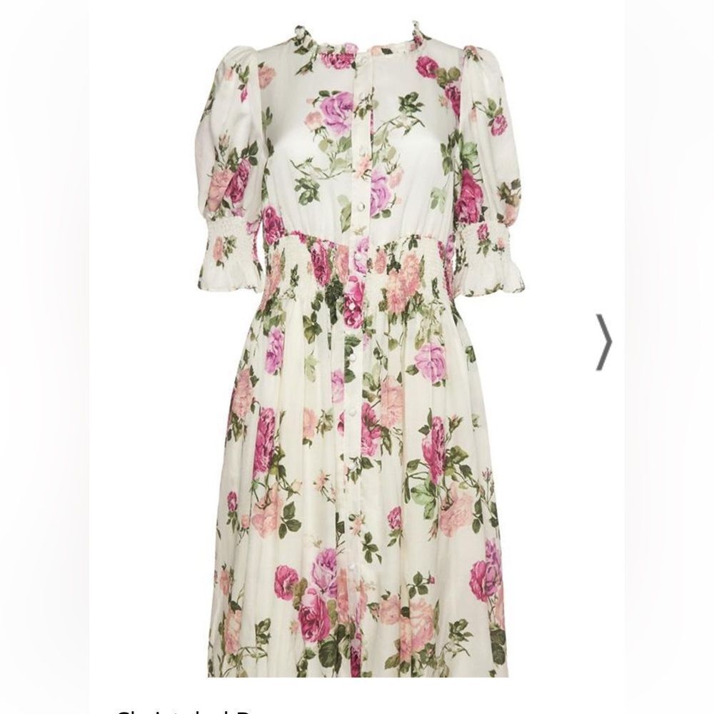 LoveShackFancy Cristabel Floral Silk Dress